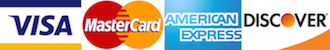 Credit Cards: Visa, MasterCard, American Express, Discover